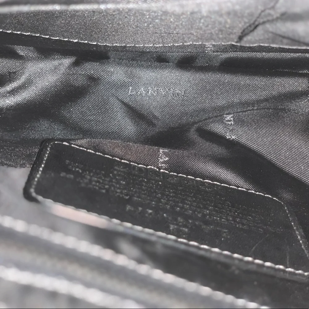 Lanvin Vintage Monogram Logo Textile Clutch Tan Beige Wristlet NWT - Picture 8 of 11